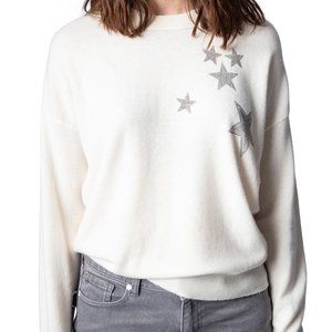 NWT ZADIG & VOLTAIRE Gaby Strass Stars Wool & Cashmere Sweater (XS)